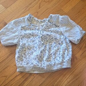 American Eagle Outfitters Blue Floral Crop Top
